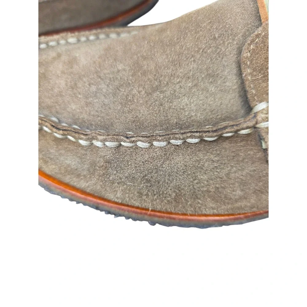 Minnetonka Mens 10.5 Brown Suede Leather Moc Toe Lace Up Ankle Boat Shoes